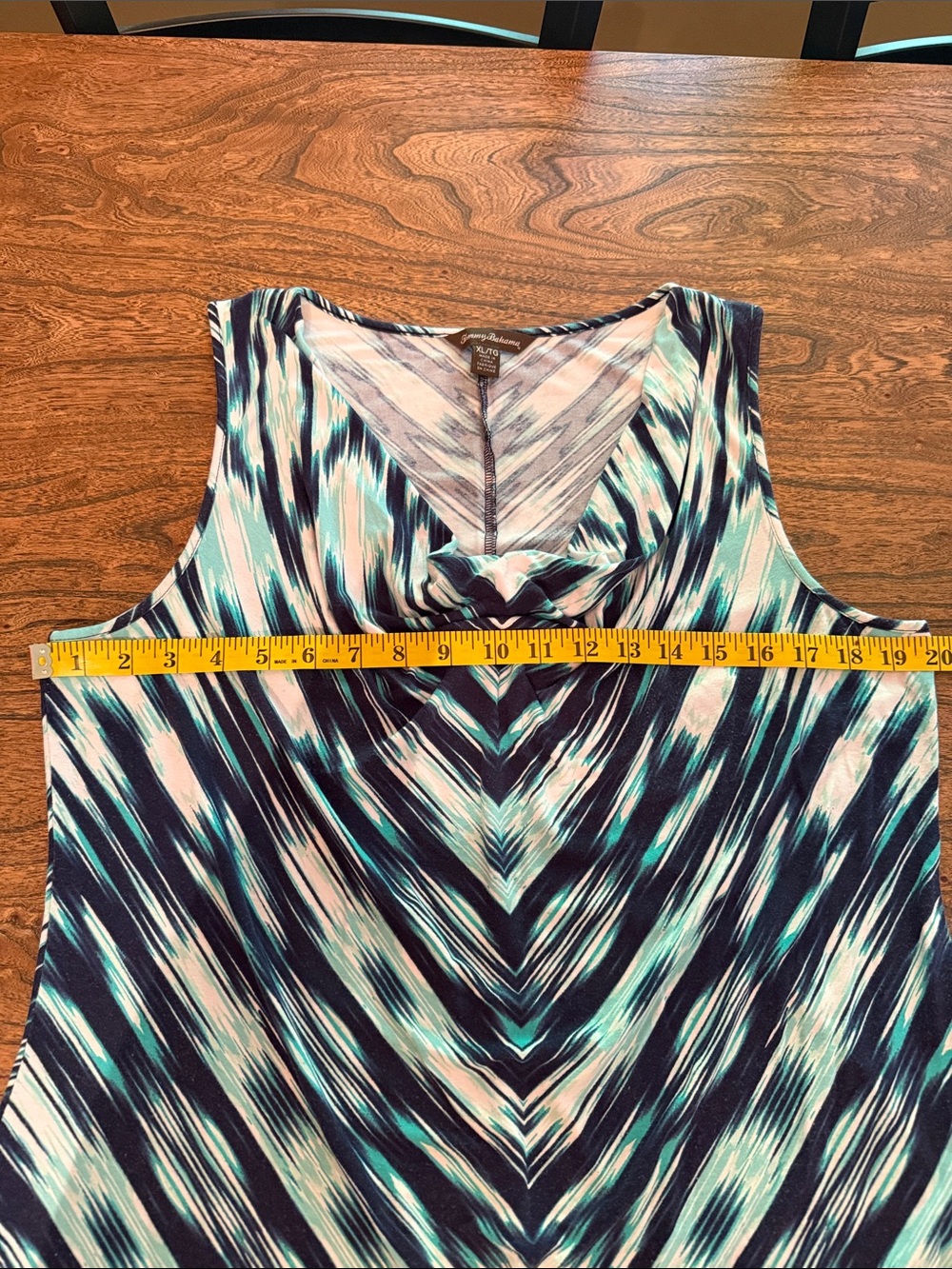 Tommy Bahama Sleeveless Cowl-Neck Tank in Navy, Teal & White - Picture 5 of 7
